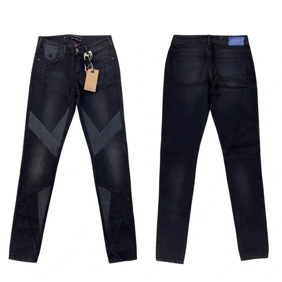 Maison Scotch Parisienne Skinny Jean Leather Patchwork - Picture 6 of 13